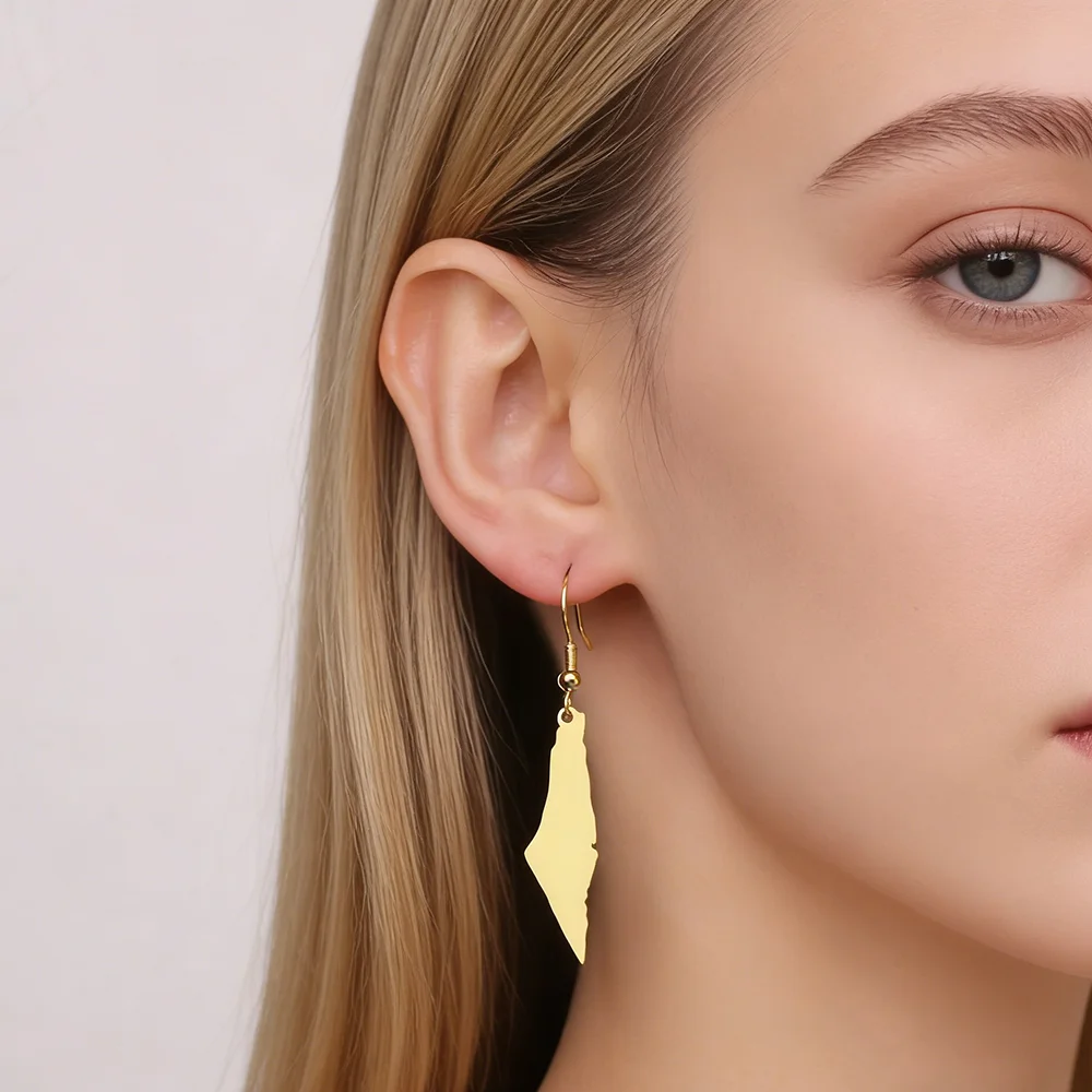 Israel Map Drop Earrings for Women Stainless Steel Gold Color Pendant Earrings Jewish Jewelry Gift Wholesale 2026 New