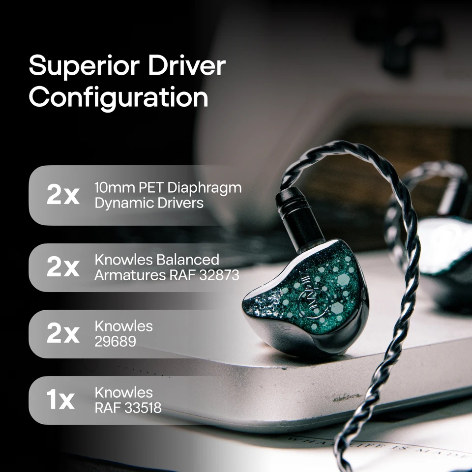 Linsoul ZiiGaat Arcanis 2DD+5BA ハイブリッド IEM イヤホン