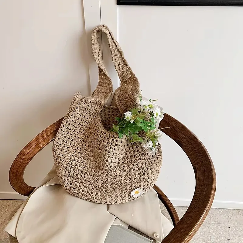 

Hollow Out Fabric Women's Shoulder Bags Large Capacity Simple 2025 New Hot Sale Women's Bags Soft Youth Commuting Handbags