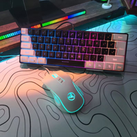 61-key Gaming Keyboard & Mouse Combo, 60% Wired RGB Membrane Keyboard, Optical Mouse, Compact Ergonomic, Sturdy High-Performance