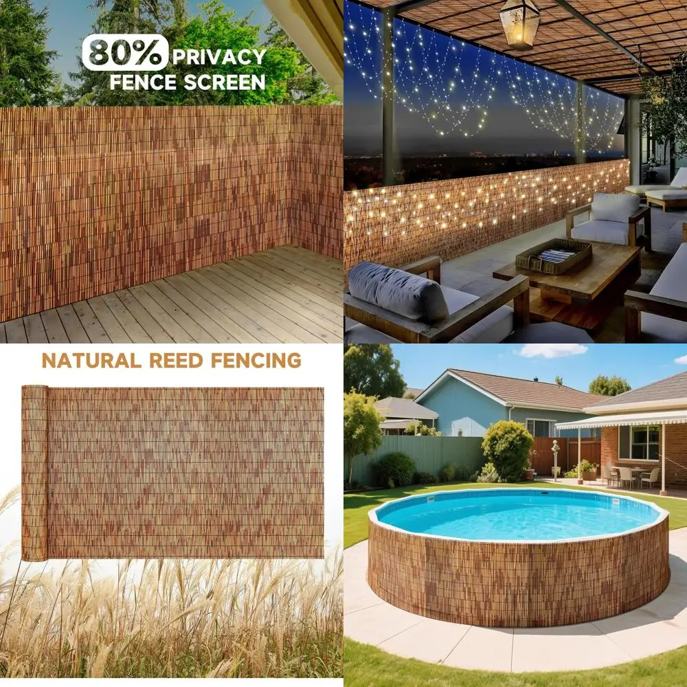 ستارة سياج للشرفة الخارجية باللون البني بطول 4 أقدام × 16.4 قدم للفناء الخلفي