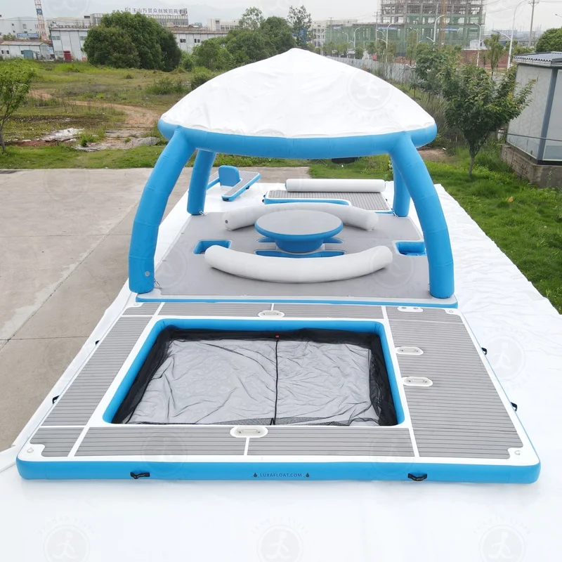 Ejia High Quality  Inflatable Shade Tent Multi-person Leisure Bar Sofa Lounger Floating Row Floating Bed Pool Yacht