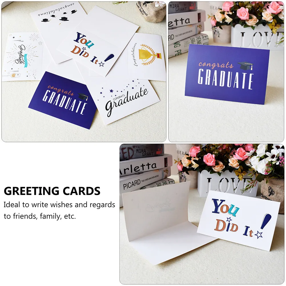 12Pcs Odorless Eco Friendly Graduation Blessing Cards Blank Greeting Cards with Envelopes for Graduation Party Gifts Surprises