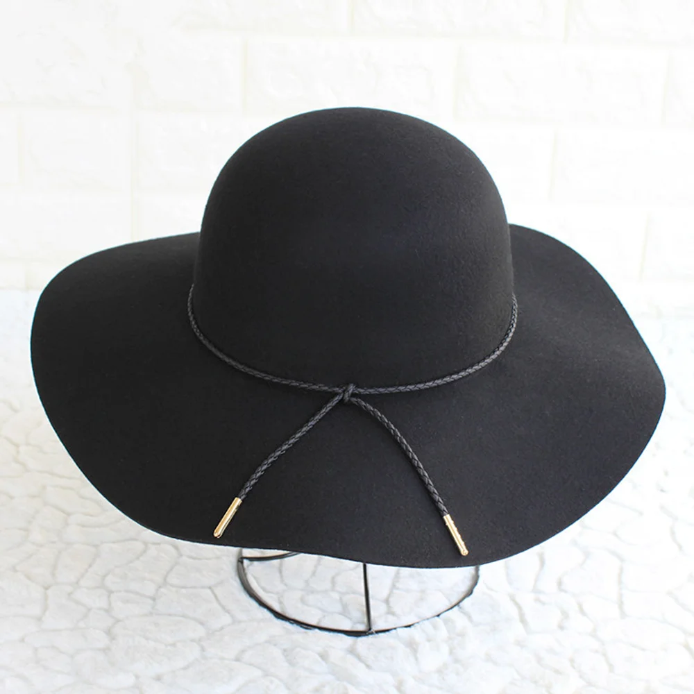 

Autumn and Winter New Style Women's Wide Brim Wool Hat - Fashionable Simple British Style Felt Hat, Wool Hat, Women's Hat
