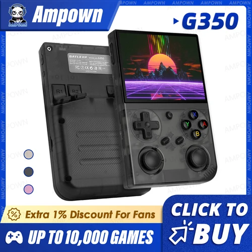 Consola de juegos portátil BATLEXP G350, pantalla IPS de 3,5 pulgadas, sistema Linux, Joystick Dual, Motor de vibración, consola de vídeo portátil Retro, regalo