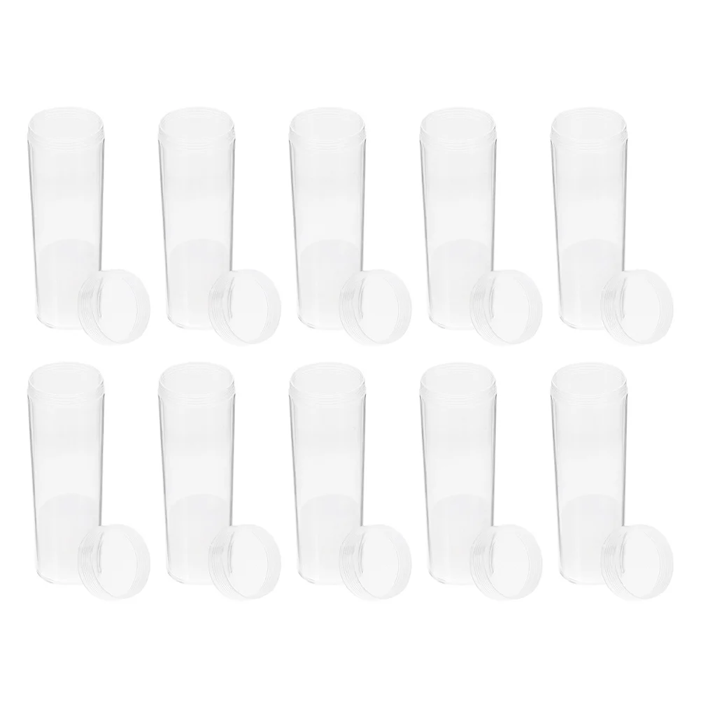 

10pcs 27Mm Storage Tubes Plastic Holders For Commemorative Coins Transparent Screw Caps Coin Organizer Case Coin Collection