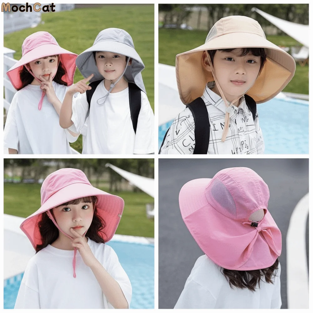 

Однотонная детская панама с широкими полями, кепка-козырек, солнцезащитная кепка, детская рыбацкая шляпа, летняя шляпа для защиты от солнца