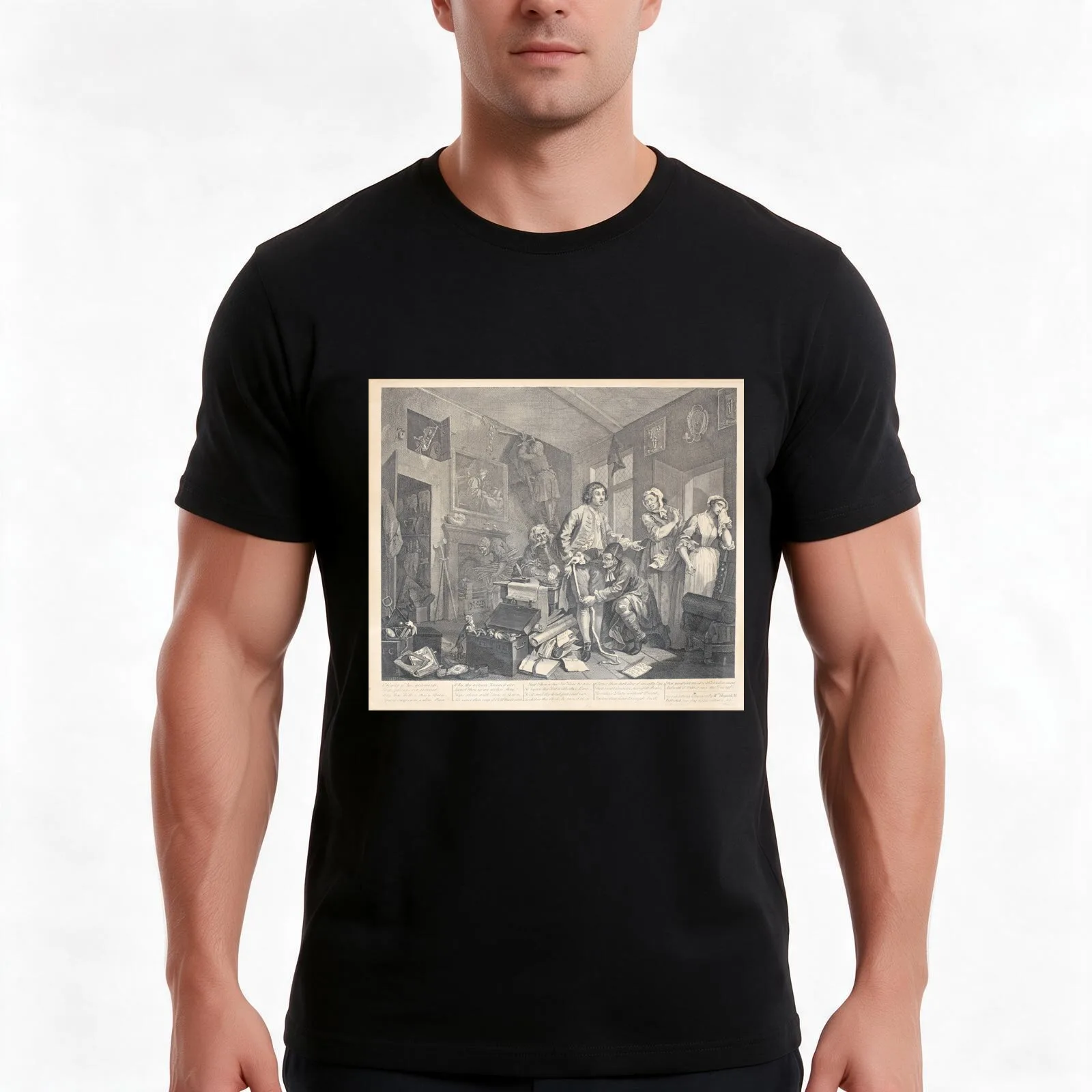 A Rake's Progress I - The Heir - William Hogarth (1697-1764) - engraving T-Shirt Summer Casual Cotton Tee Unisex Men Women