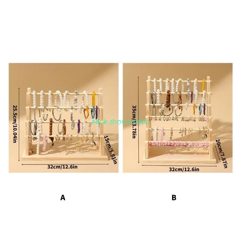 E15E حل تخزين الأساور متعدد الطبقات الخشبي لمتاجر المجوهرات