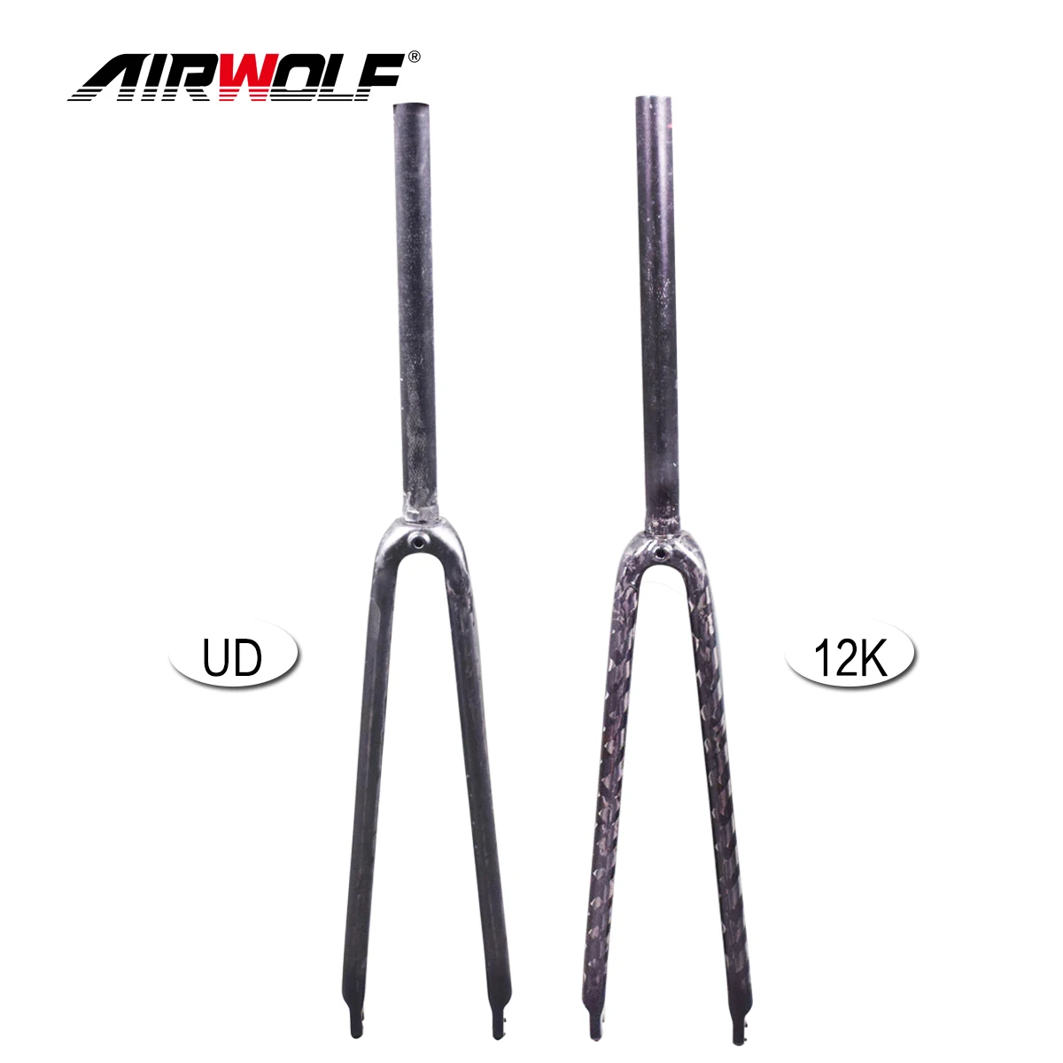 

AIRWOLF Carbon Fork Road 700C Fixed Gear Bicycle Fork Road Bike Accessories V Brake Straight Tube UD 12K Carbon Road Front Fork