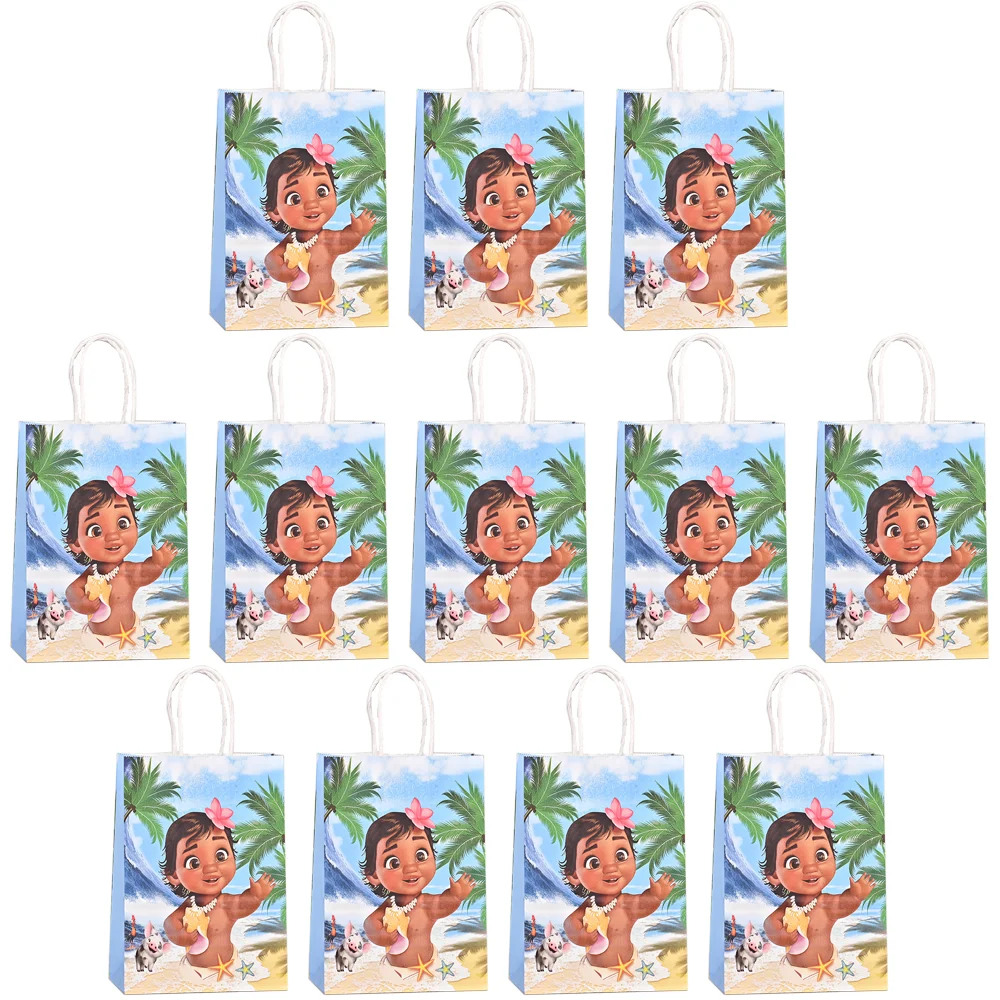 Disney Moana Party Gift Packing Bag Cartoon Moana Princess Party Kraft Paper Bag Girl Birthday Party Decoration Baby Shower