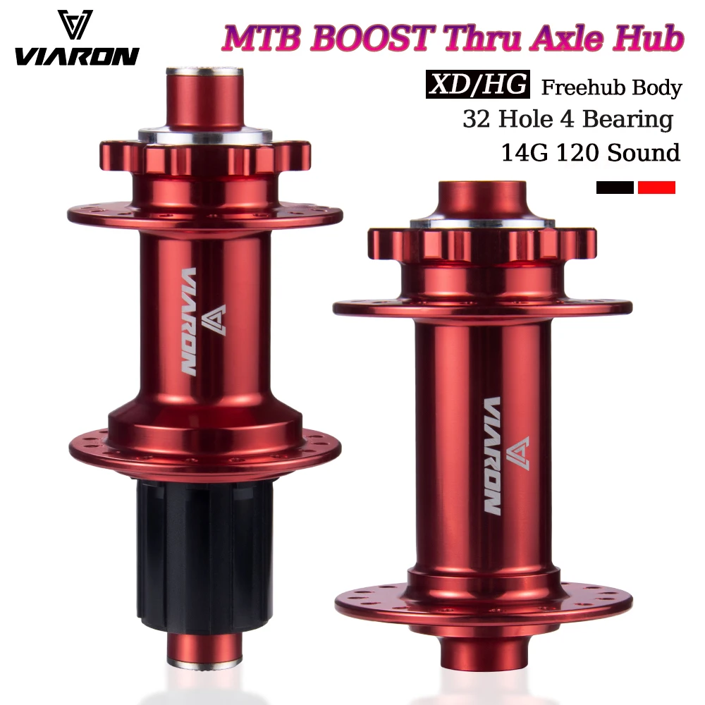 

VIARON MTB BOOST Thru Axle Hub HG XD Freehub Body 32 Hole 4 Bearing 14G 120 Sound Ratchet Disc Brake Hub Bicycle Accessories