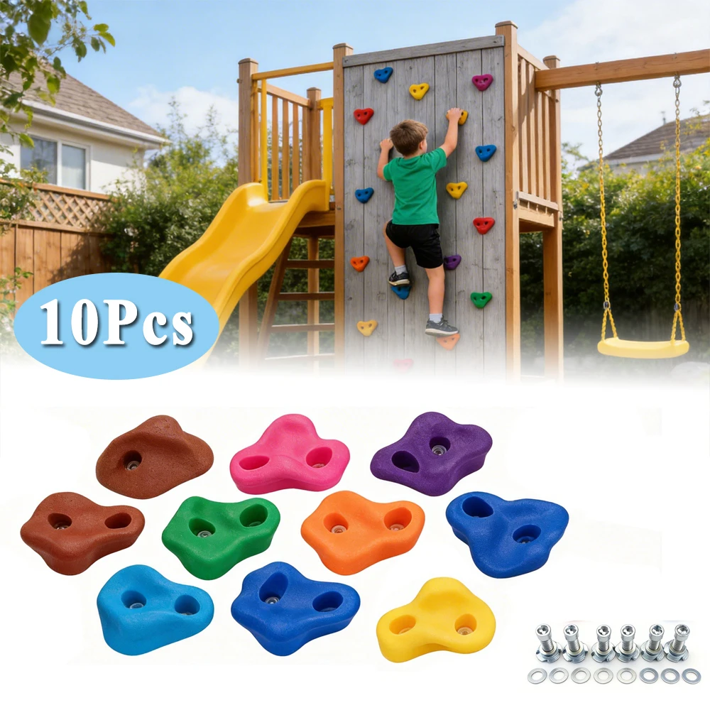 10pcs/set Rock Climbing Holds for Wood Wall Kids Rock Climbing Wall Grips Stones Hand Feet Hold Grip Outdoor Playground Game