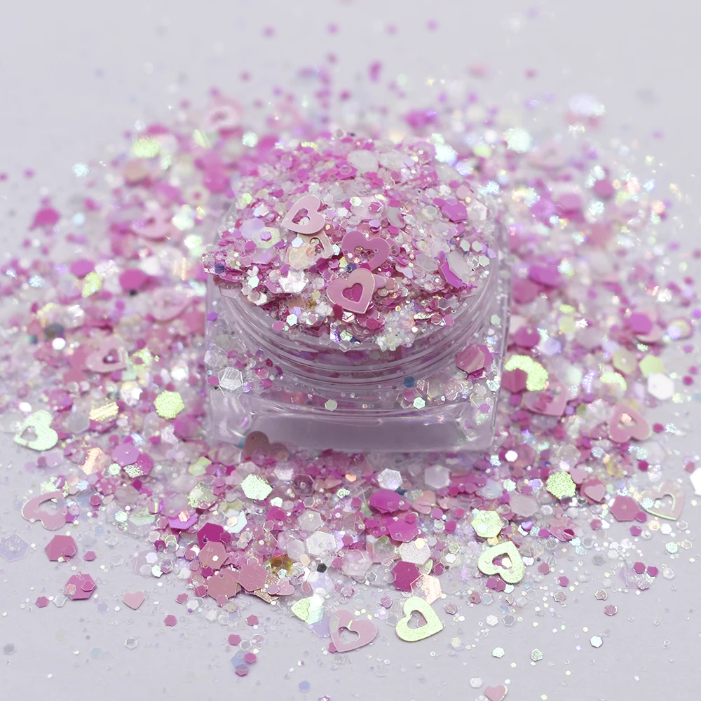 10g/Bag Nail Art Valentine's Day Glitter Shiny Sweet Love Heart Flakes Sequins Nails Paillette Manicure Decoration Accessories