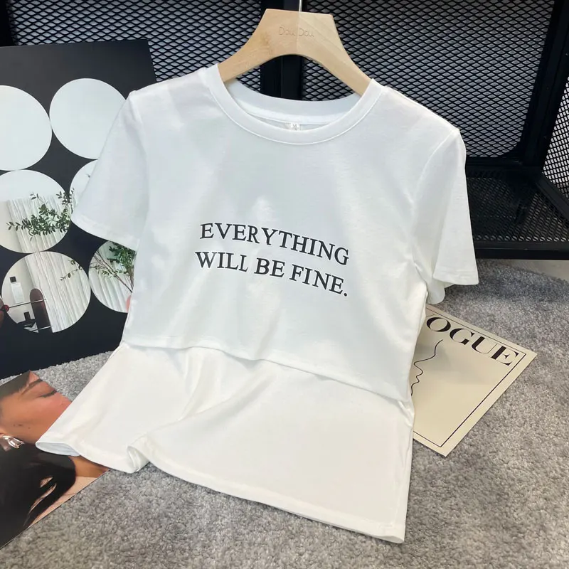 Solid White Letter Printed Cotton Maternity Nursing Tees Breastfeeding t shirts for Pregnant Women Summer Pregnancy T-shirt Tops