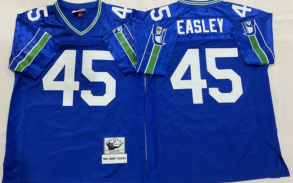 

45 Kenny Easley 10 ZORN Royal Retro Football сшитая майка, дропшиппинг