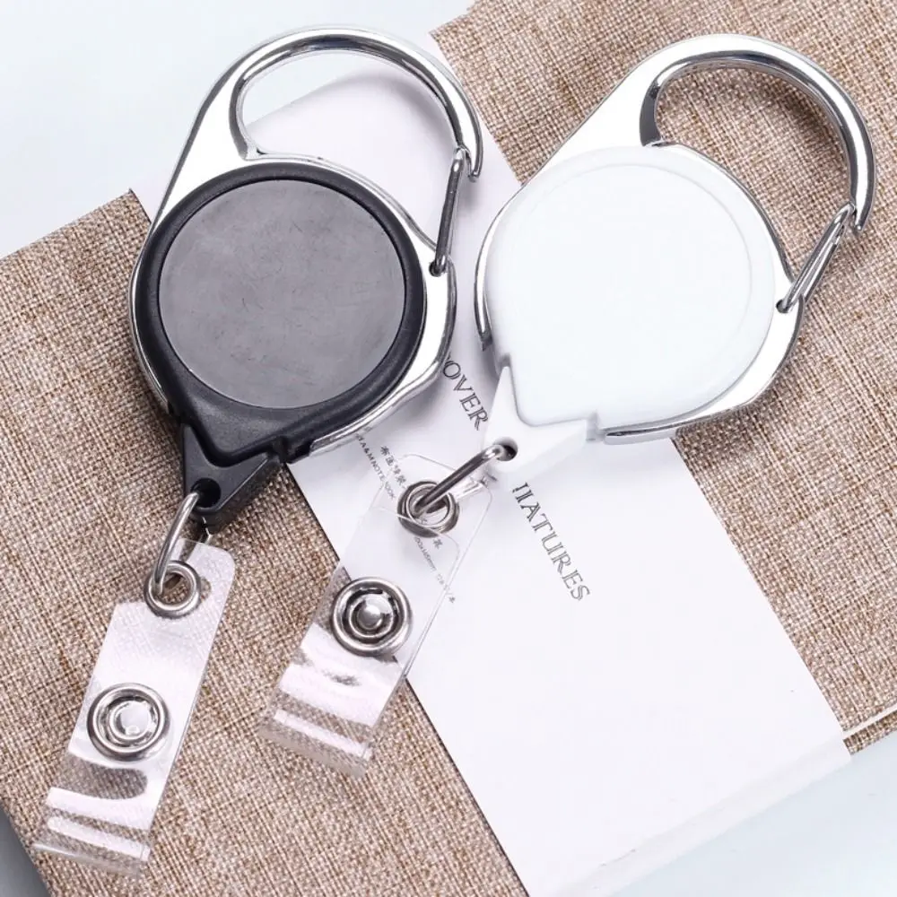 Square Nurse Badge Holder Belt Clip Name Tag Retractable Badge Reel Anti-Lost Keyring Clips Easy To Pull Buckle Office Suppliers