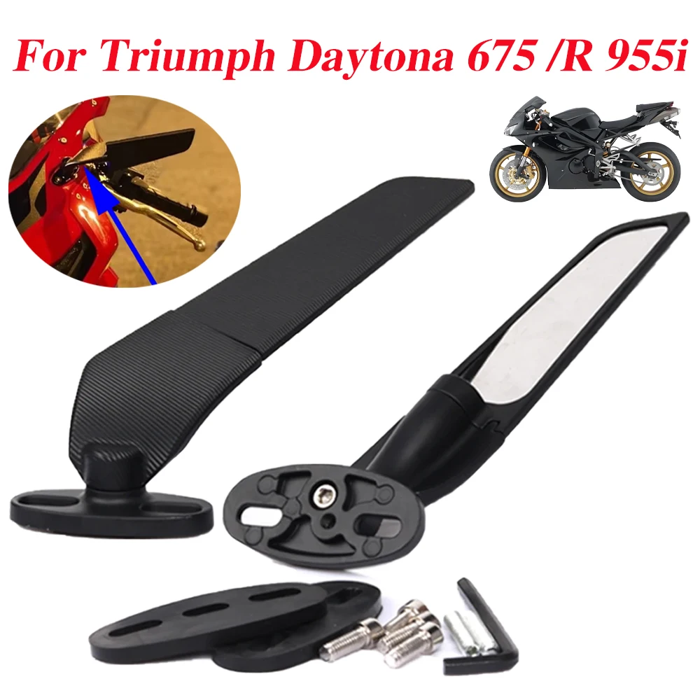 

Motorcycle New Mirrors Adjustable Rotating Side Rearview Mirror Wind Wing Parts For Triumph Daytona 675 R 675R 955 i 955i