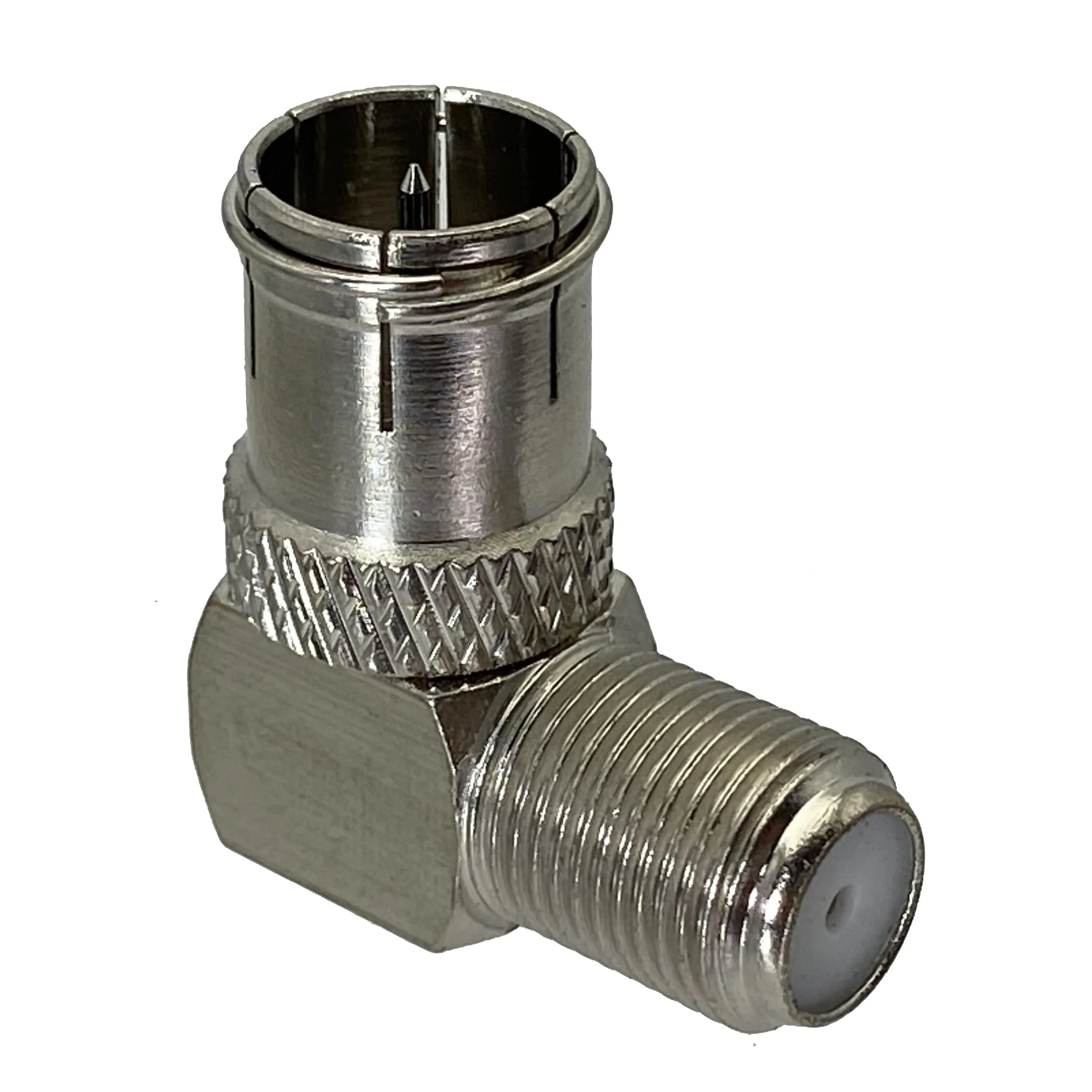 1pcs Quick Slide-on Push-on F TV Male Plug To F TV Female Jack in Series Right Angle RF Adapter Connector Wire Terminals