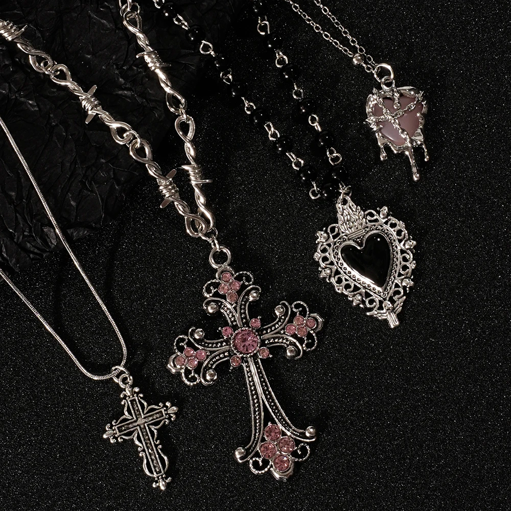 Y2K Sweet Cool Girl قلادة قلادة حب متقاطعة إبداعية مخصصة، مناسبة للارتداء اليومي #2