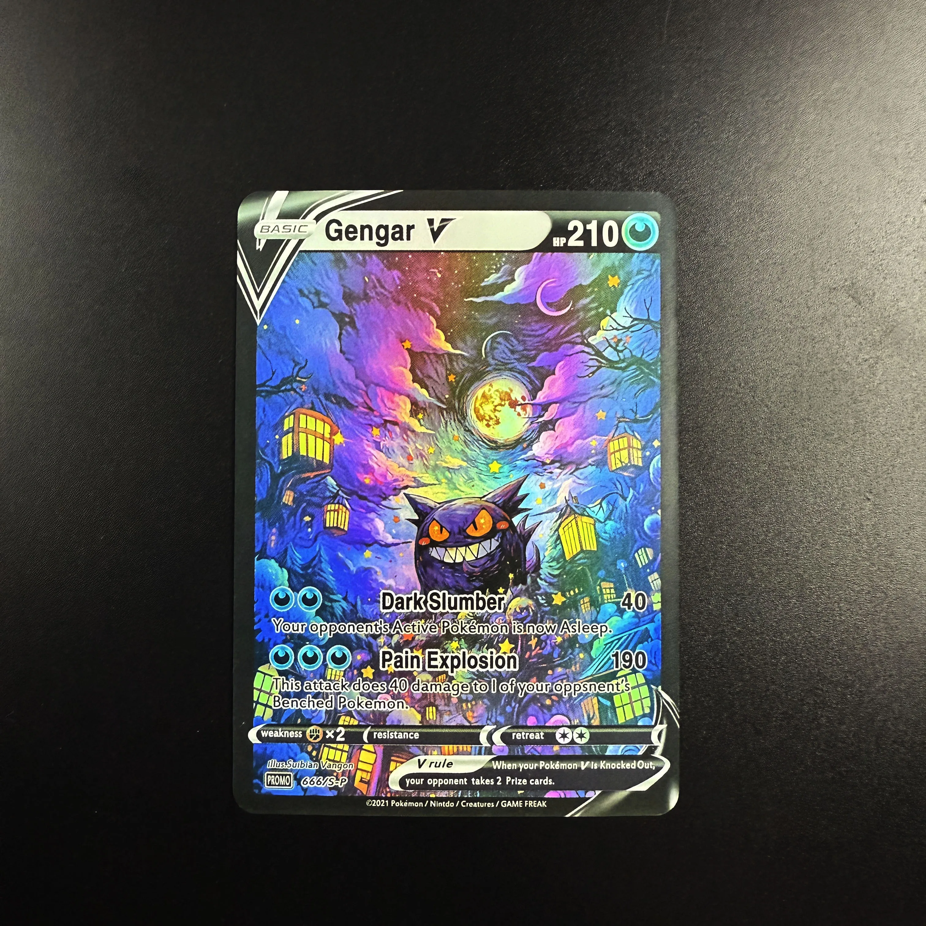 

1Pcs DIY P.M. Gengar Collection Card self made Halloween Genggui PTCG Color Flash Game Collection Card Anime Gift