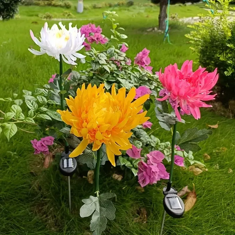 

Solar Chrysanthemum Flower Garden Lights Outdoor Waterproof LED Stake Lamp for Yard Lawn Patio Pathway Courtyard Landscape Decor