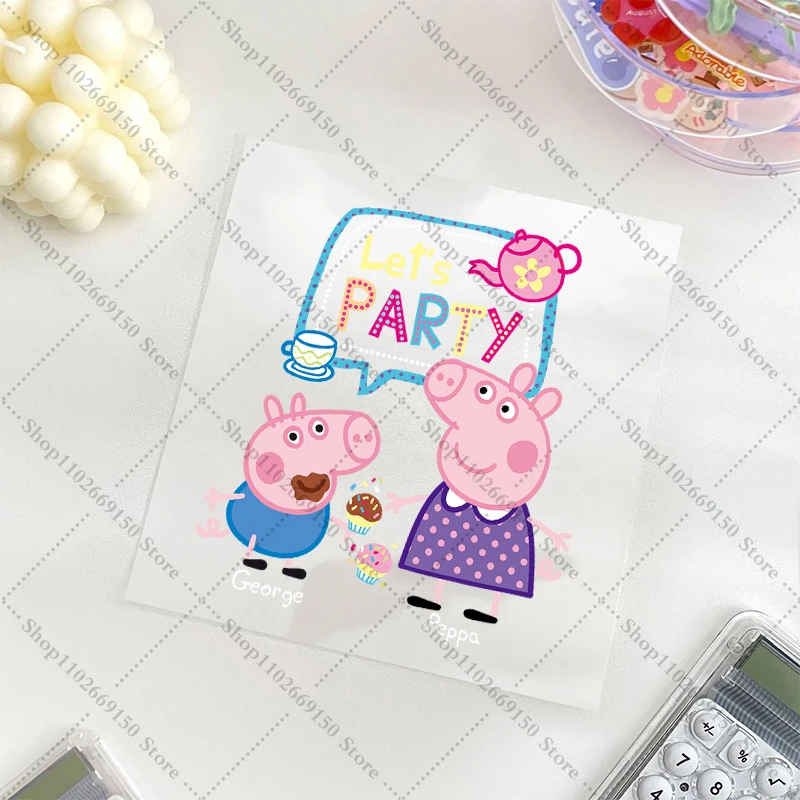 Anime DIY Water Bottle Decor Decal Cartoon Peppa Pigs Cute Transfer Sticker Creative Self-adhesive Label Stickers Birthday Gifts