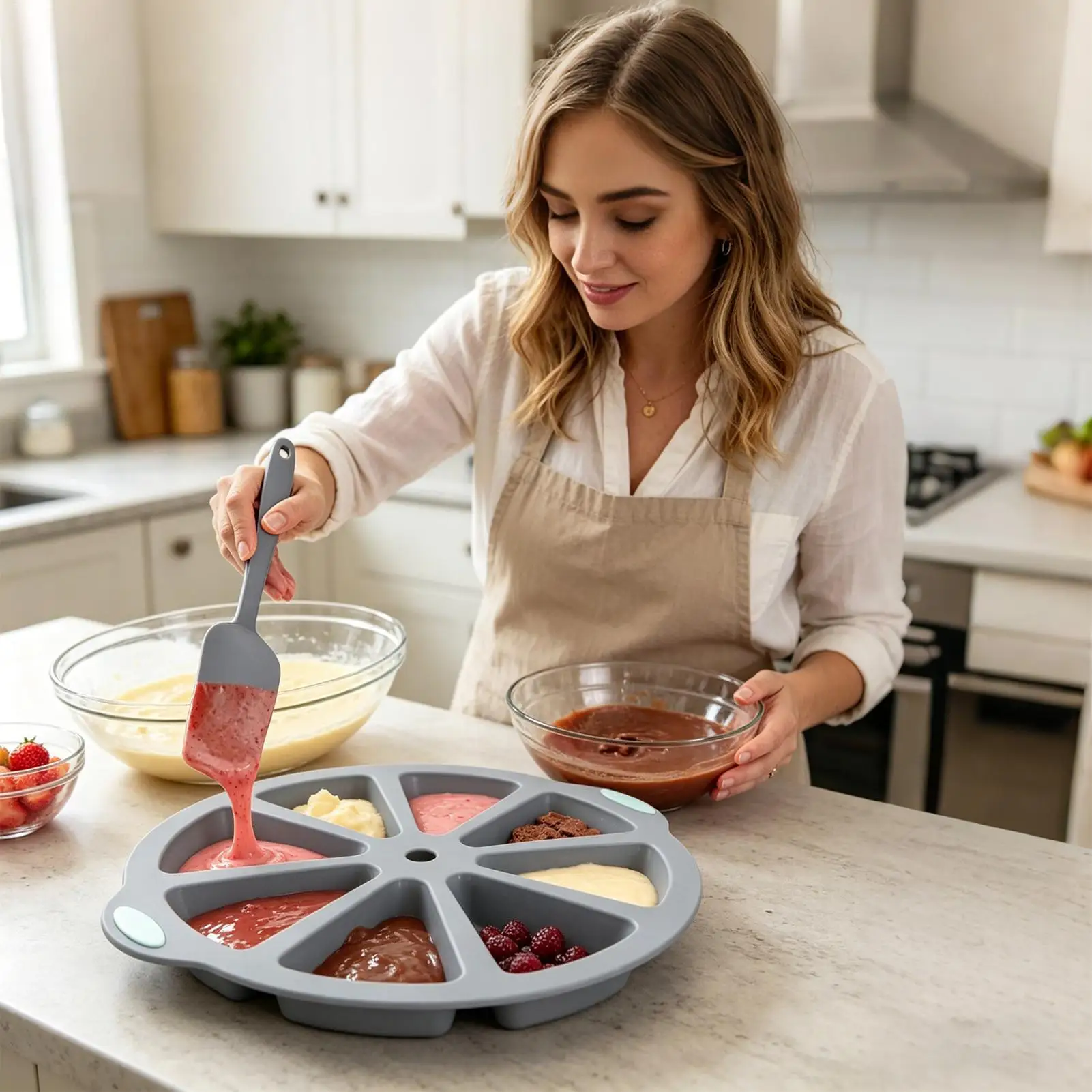 Silicone Pans For Baking Triangle 8 Cavity Non-Stick Scone Pan Silicone Pastry Mold For Cheesecake Bread Pizza Cornbread Muffins