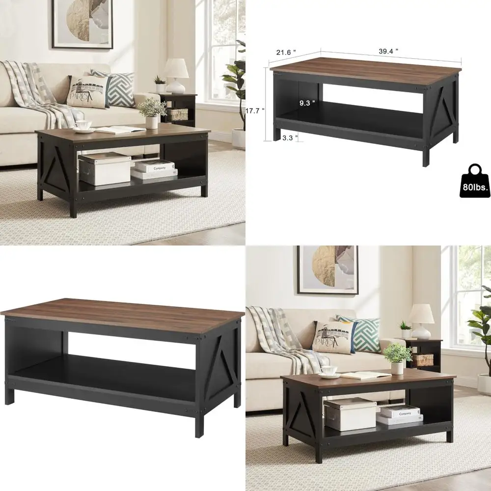 

Винтажный журнальный столик в деревенском стиле, прямоугольная деревянная подставка для чая и кофе, современный стиль потертого шика для гостиной