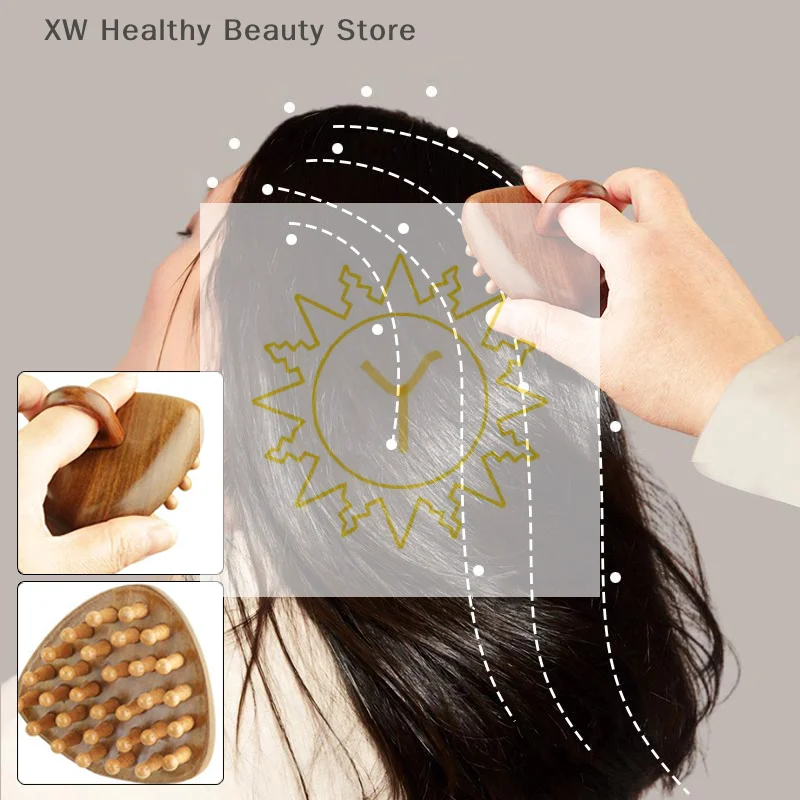 

Natural Sandalwood Meridian Massage Comb Wooden Anti-Cellulite Gua Sha Tool Headache Relief Relaxation Scalp Point Massage Brush