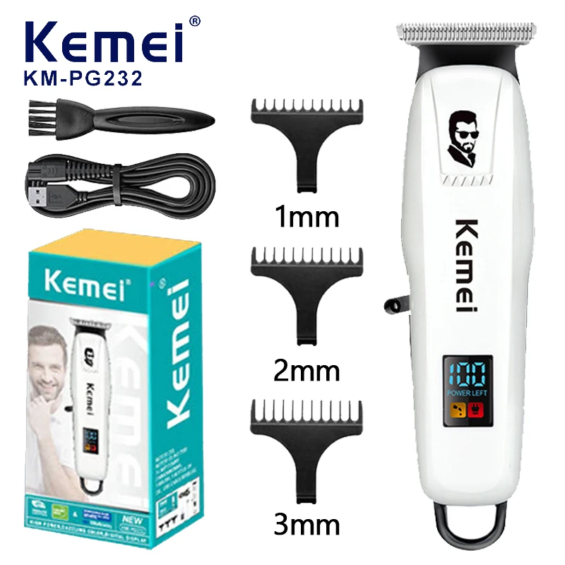 Kemei KM-PG232 Professional Hair Cutting Machine Electric Hair Clipper Cordless Trimmer for Men Rechargeable Shaver Styling Tool