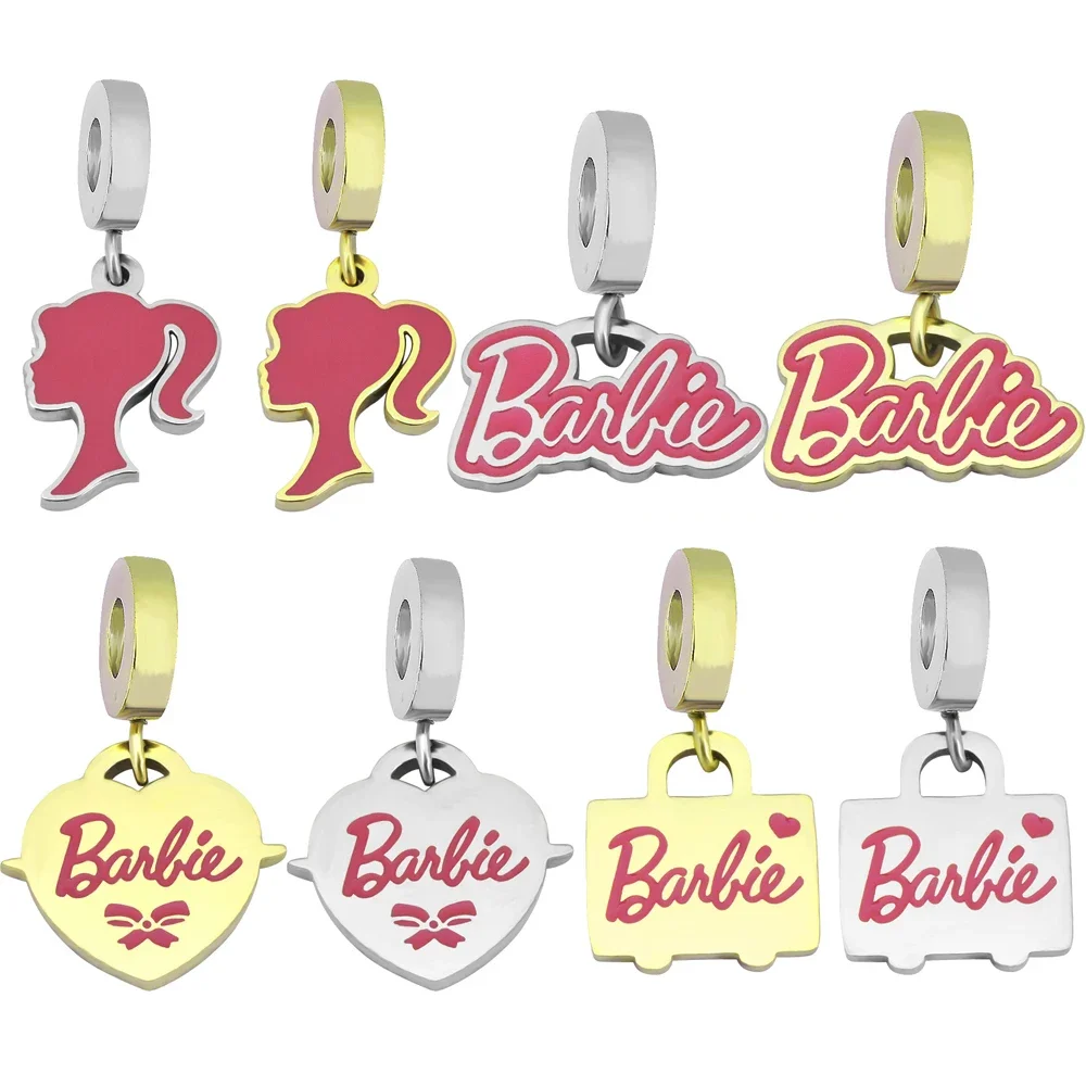 Linda joyería de cuentas de Barbie para mujer, accesorios de collar de pulsera DIY, decoración de dijes, suministros de fabricación de acero inoxidable, regalos