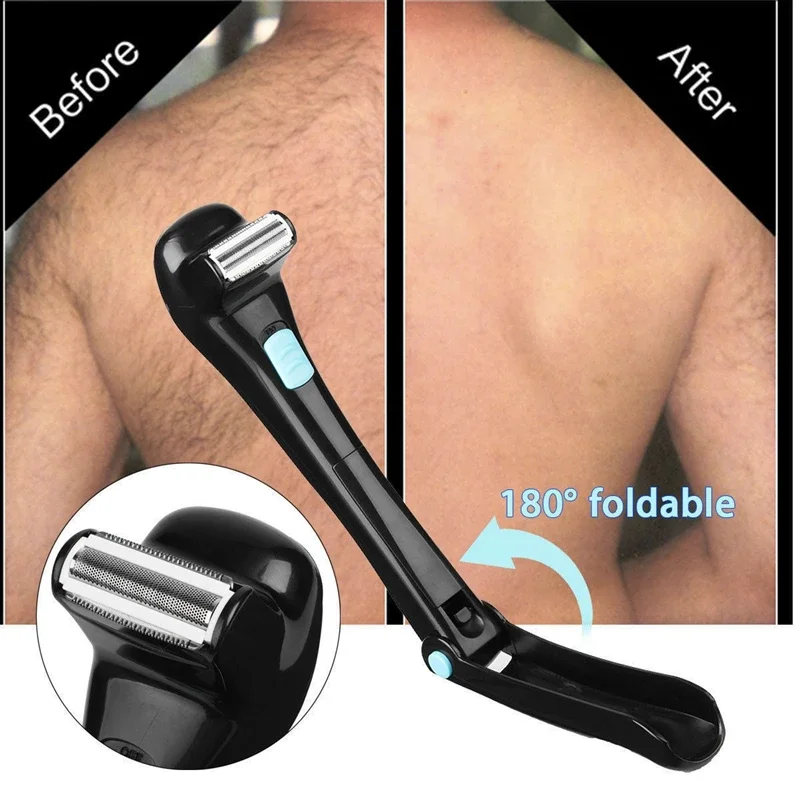 Mens Back Shaver Extendable Handle Body Hair Trimmer Portable Razor Grooming Kit