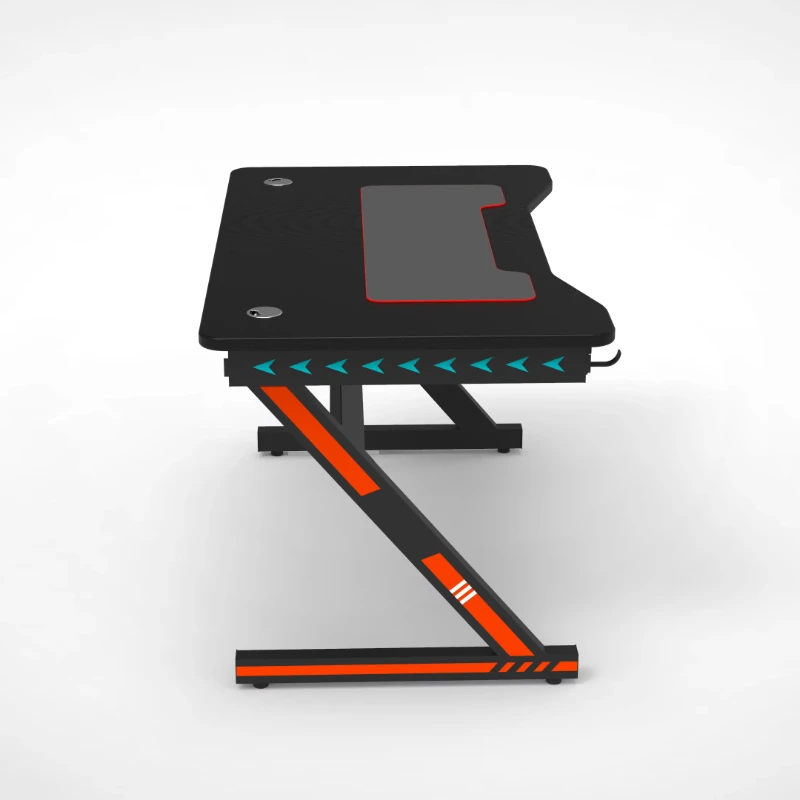 Hot sales Factory Custom Led Light Office Computer Table Picture Black RGB Cheap Gaming Desk Corner Computer Desk for Gaming PC view 3