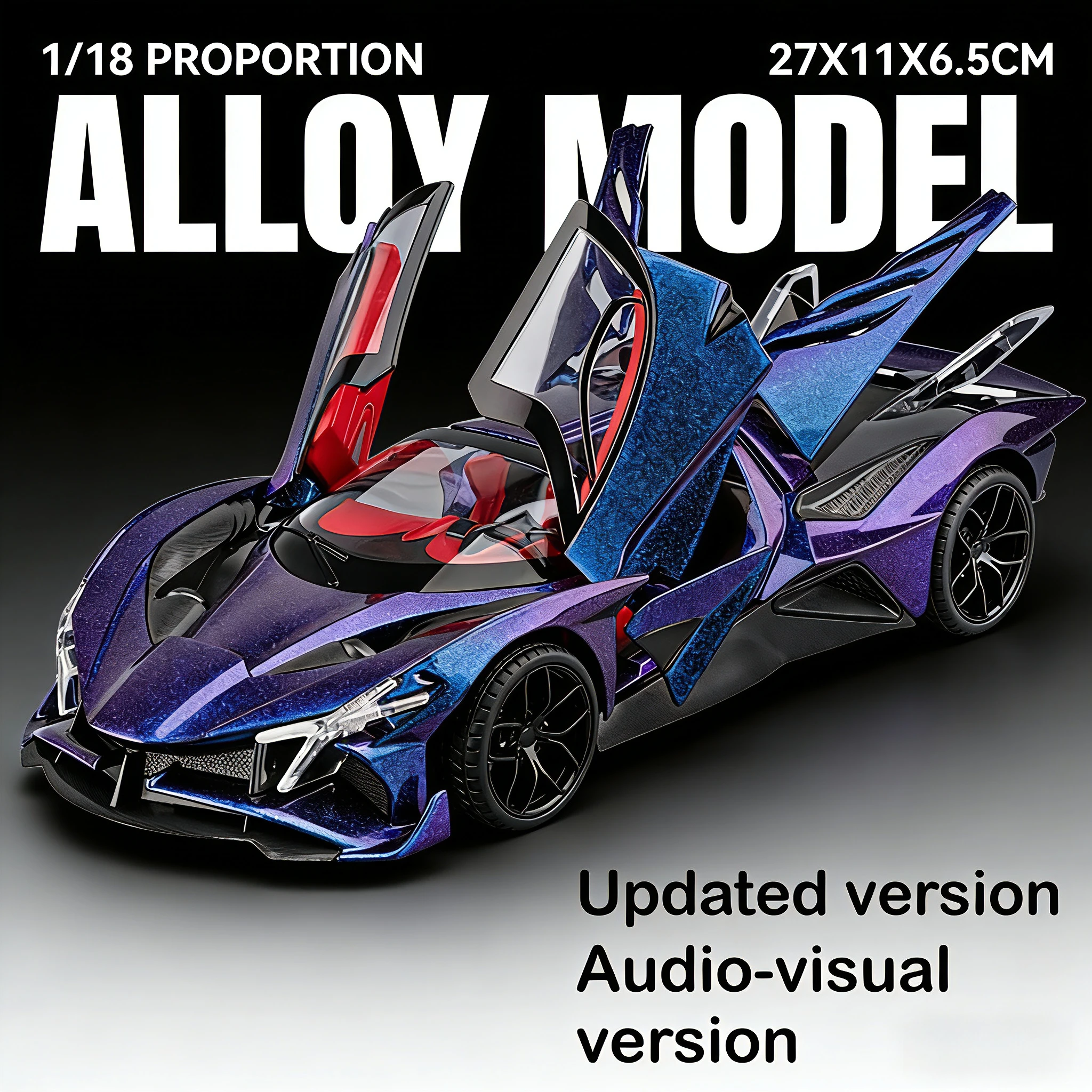 

1:18 Abolu Gift Metal Concept Racing Model, спортивный автомобиль из сплава, со звуковыми и световыми эффектами, четыре раздвижных двери, подарочные украшения.