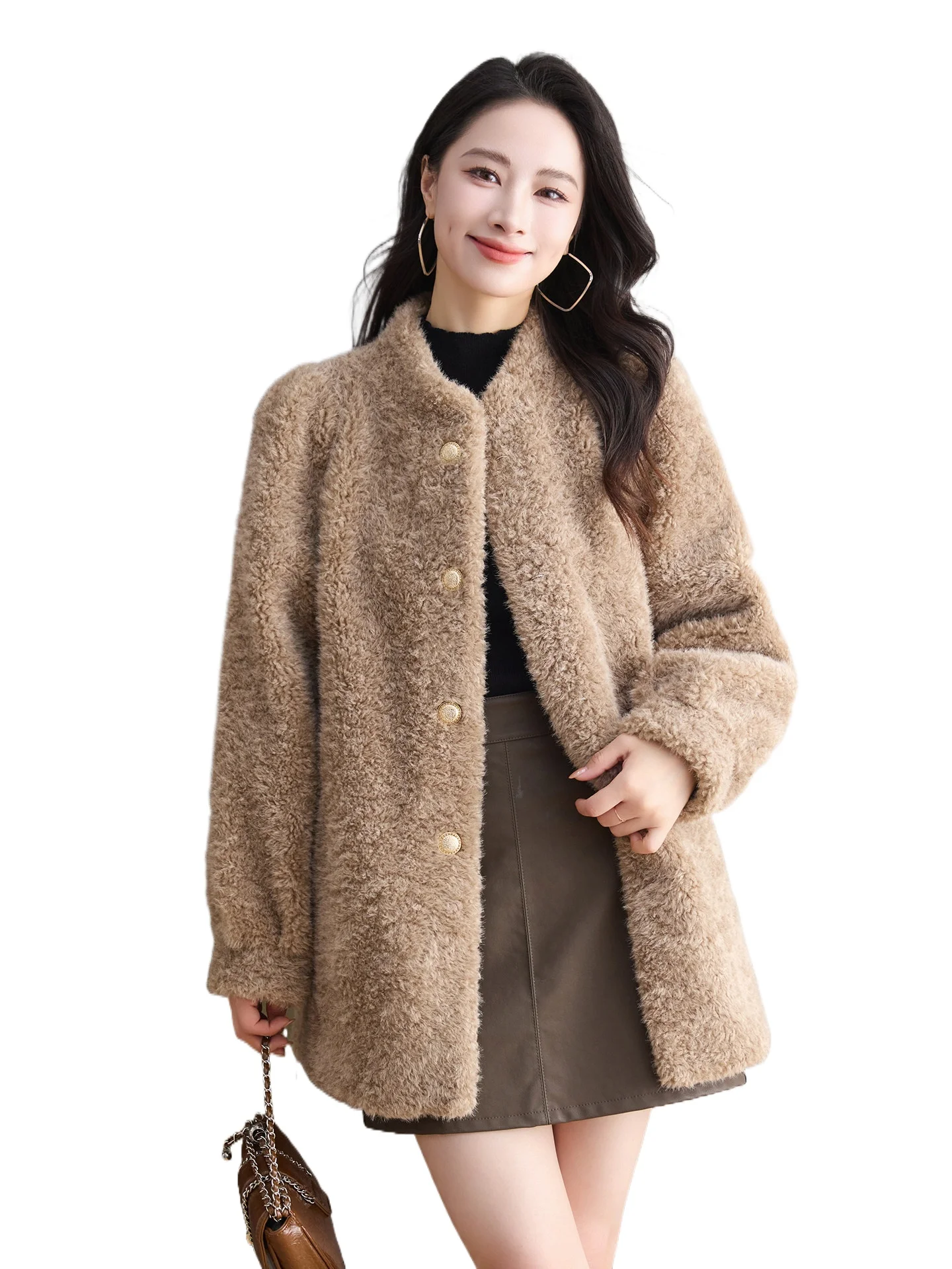 

Fur fur integrated jacket women's 2025 young version medium and bubble sleeves environmentally friendly fluff early autumn wear