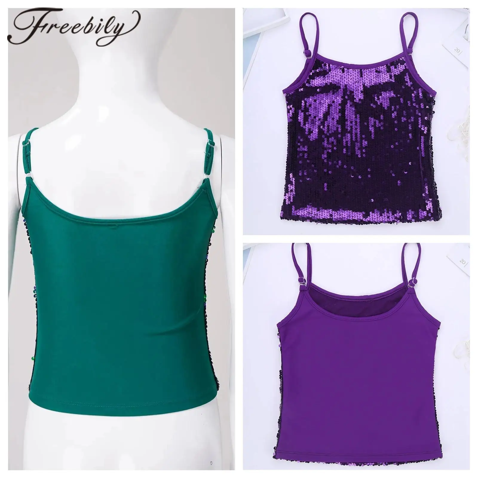 

Детские блестящие топы с блестками для девочек, балетная танцевальная майка, жилет для подростков для девочек, детская одежда для джаза, хип-хопа, сценическая танцевальная одежда