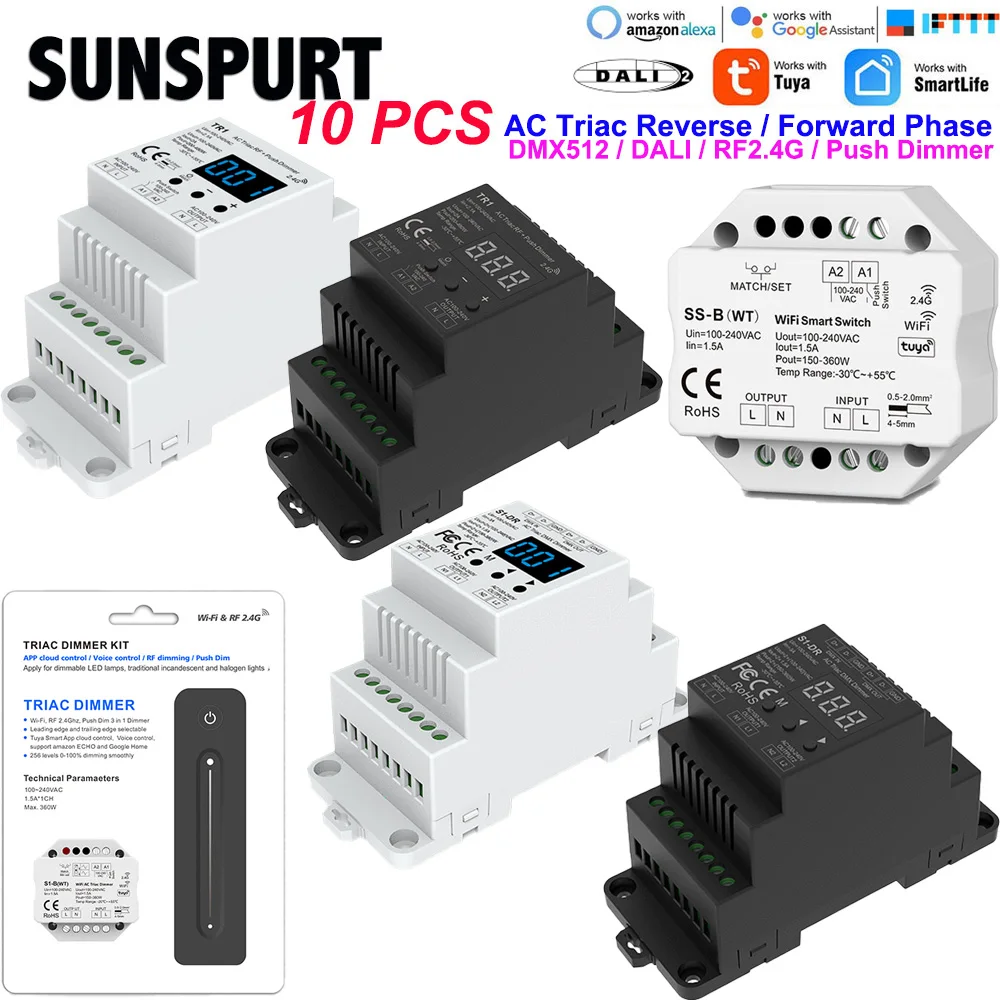

S1-D1 AC Phase-cut DMX Dimmer RDM DMX512 Controller AC 110V 220V / S1-DR DIN Rail 2CH AC Triac DMX Dimmer for Dimmable LED Light