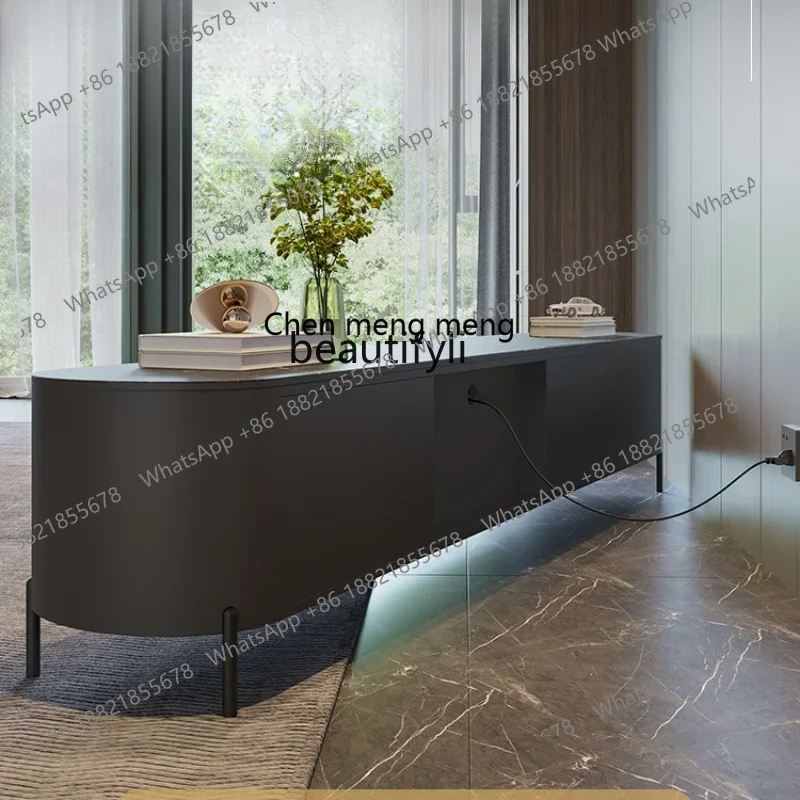 

P178 Modern Minimalist Stone Plate TV Cabinet and Tea Table Combination Living Room Home Small Apartment New Light Luxury TV St