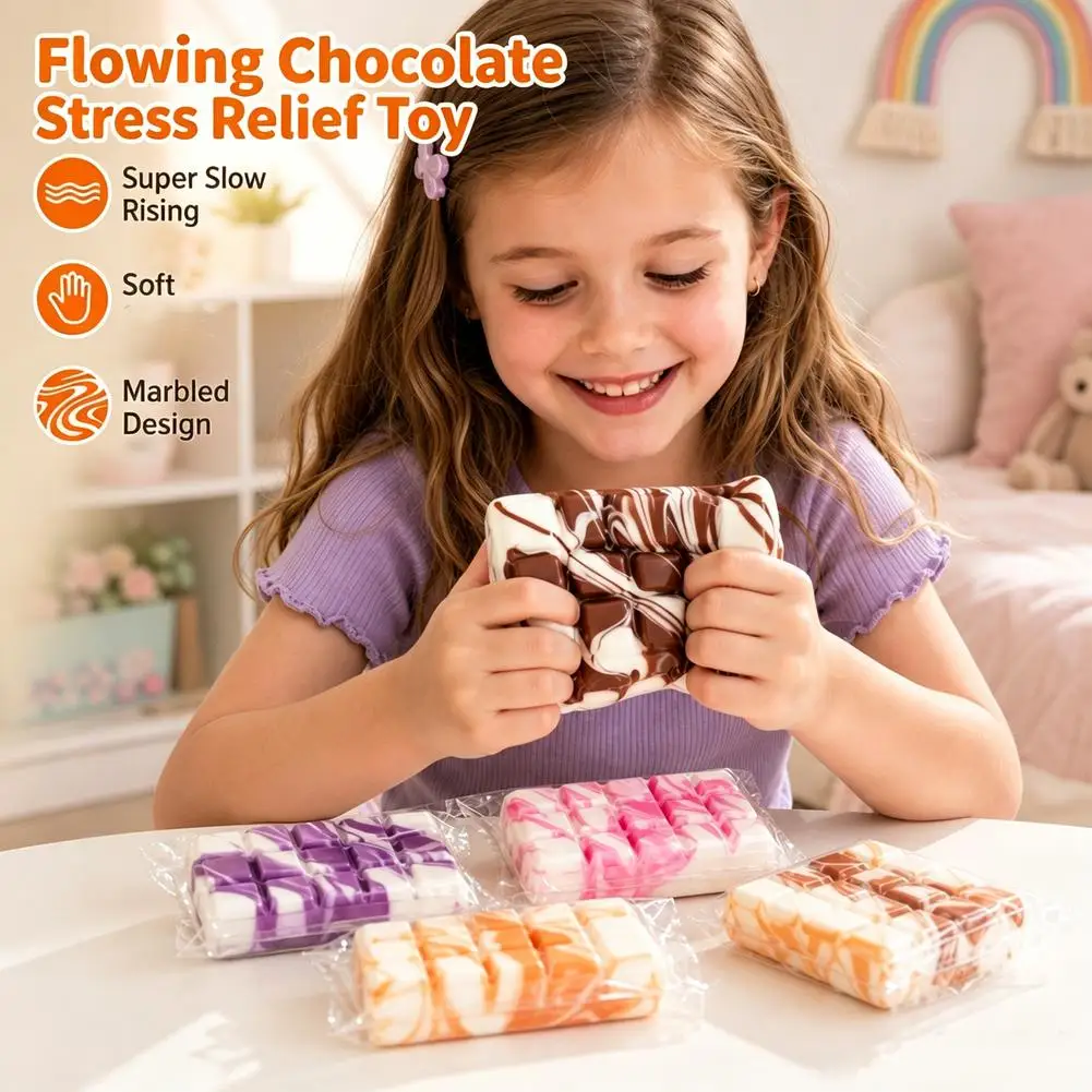Random color Chocolate Fidget Toys Squeeze Slow Rebound Rainbow Chocolate Squishy Toys Stress Relief Sensory Toys Party Favors