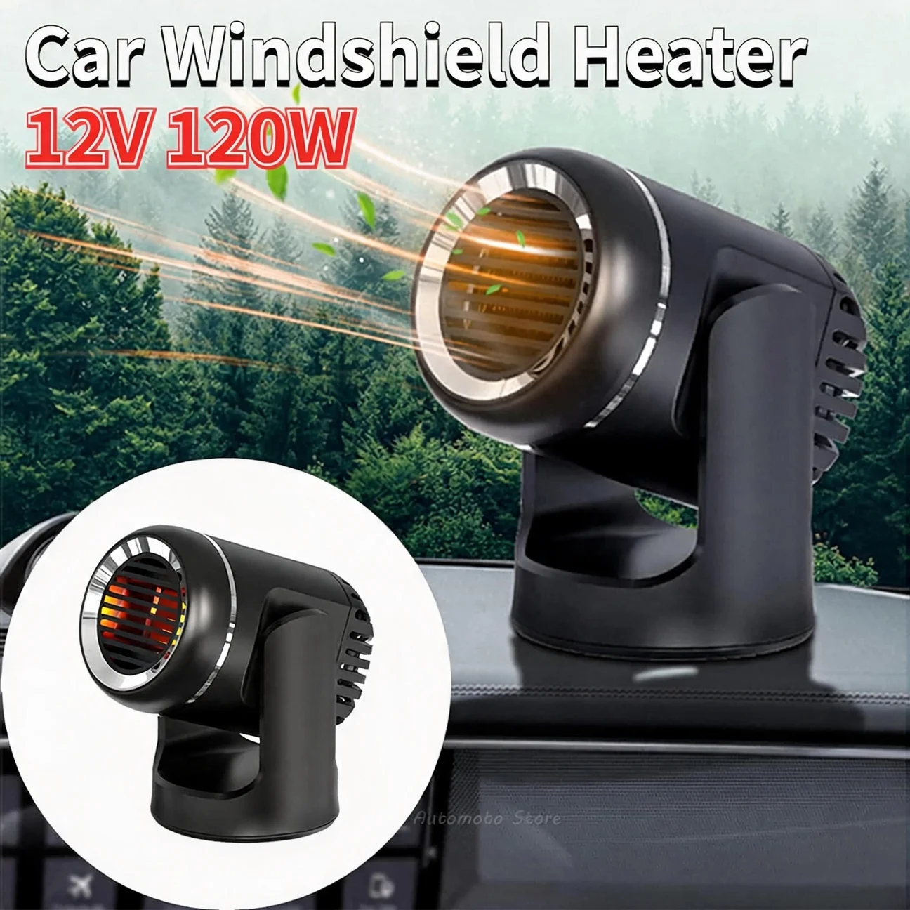 12V 120W Windshield Defogging Demister Heater for Car Winter Window Windshield Defogging Defrosting Heater Air Purification