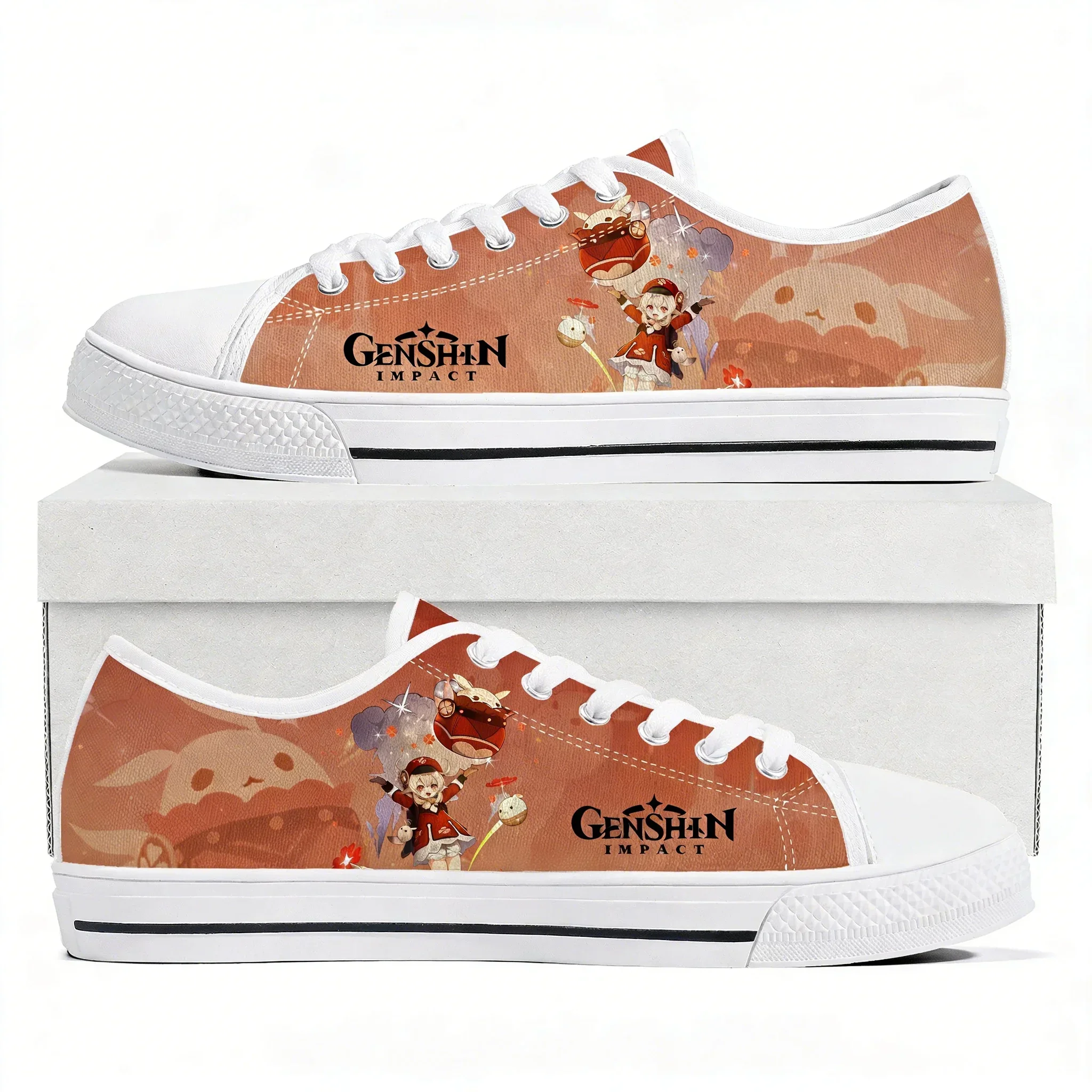 Zapatillas bajas Genshin Klee para hombre y mujer, zapatillas de lona de alta calidad, cómodas, informales, a la moda, zapatos para parejas, zapatos hechos a medida