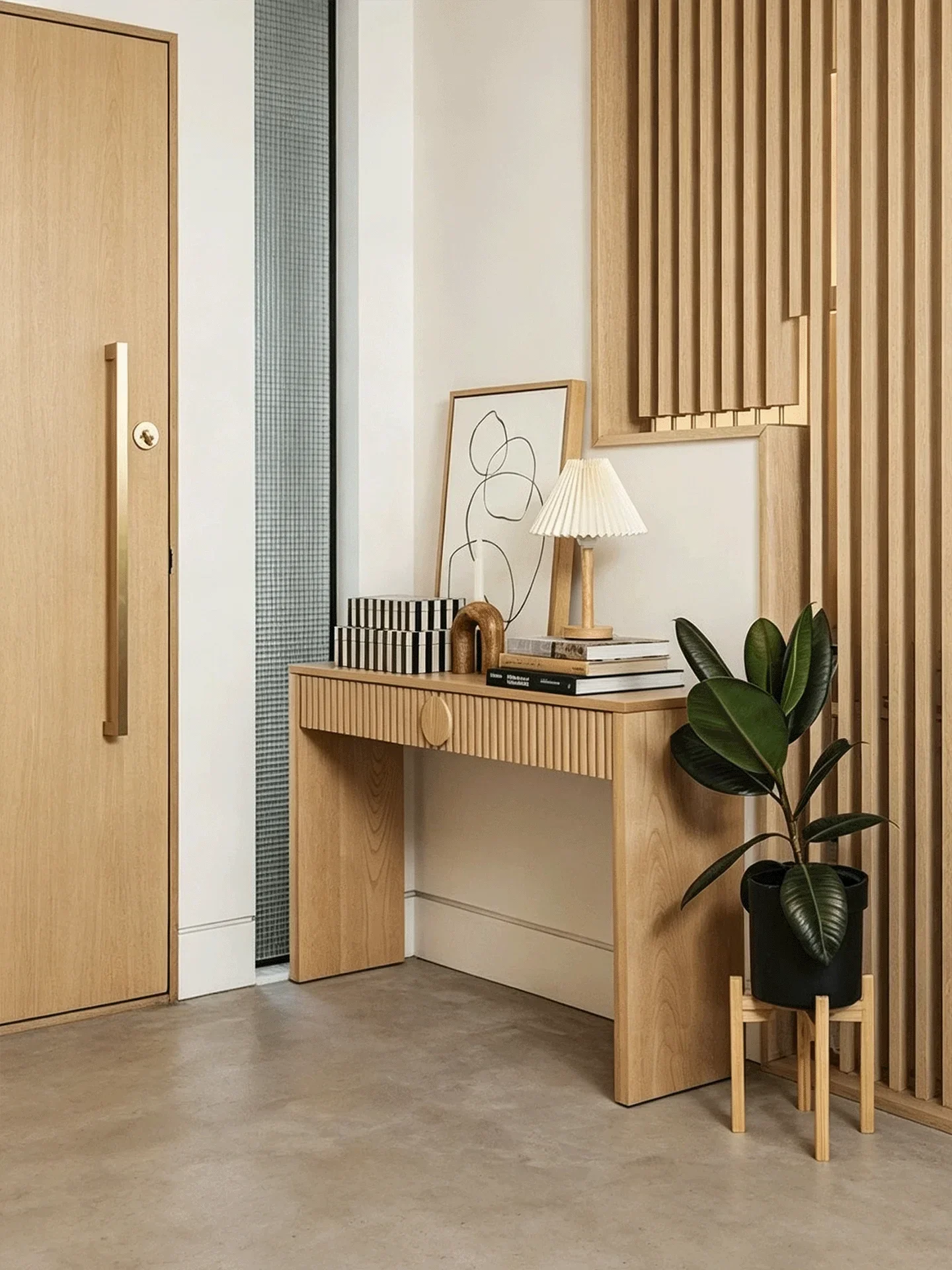 HYS natural wind solid wood porch table French retro striped strip case against the wall side cabinet side table