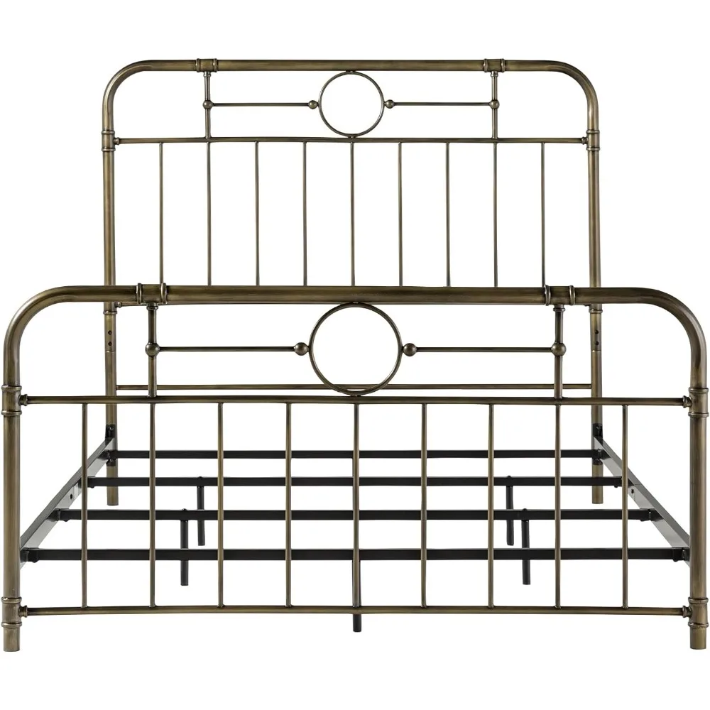 Cabeceira do vintage metal tubulação cama, Footboard quarto, cama queen size Frame, bronze