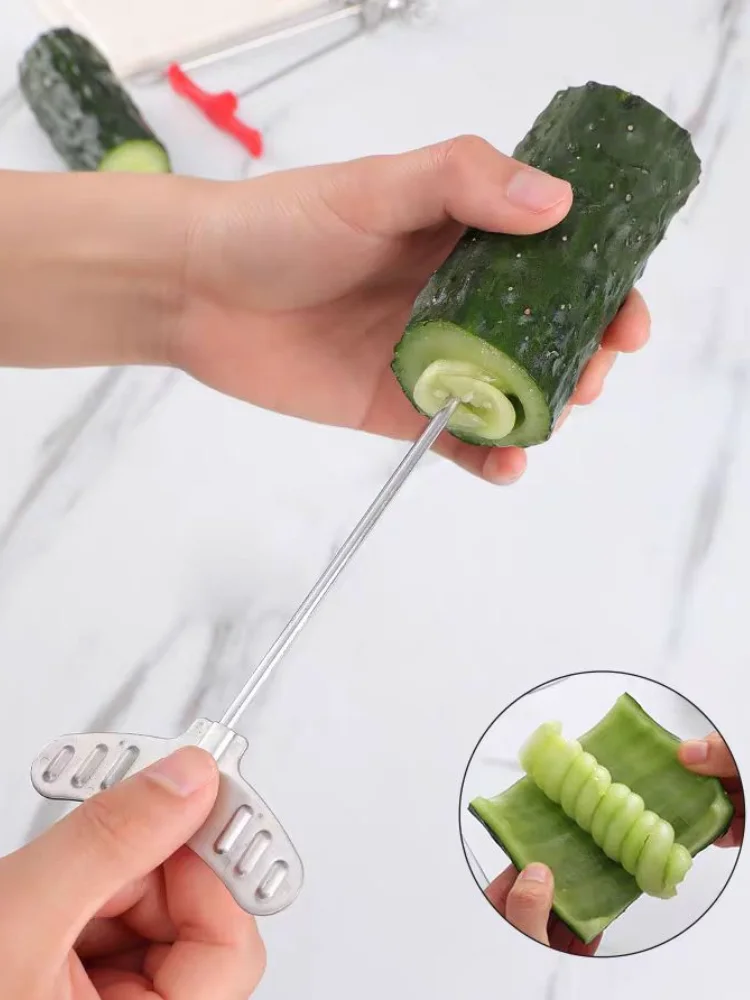Manual Spiral Screw Slicer, Pepino Salad Chopper, Legumes Spiral Knife, Ferramenta de escultura para restaurante, Aço inoxidável 304