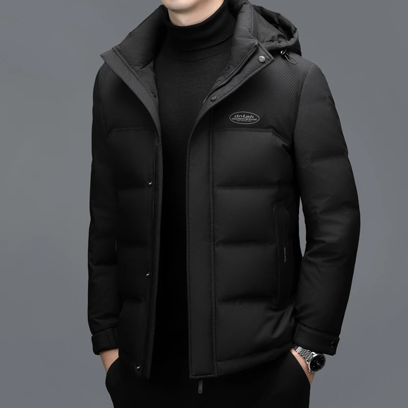 YX-2608 Men\'s Thick Short Down Jacket Winter New Detachable Hat White Duck Down Warm Casual Fashion Jacket Hooded Coat