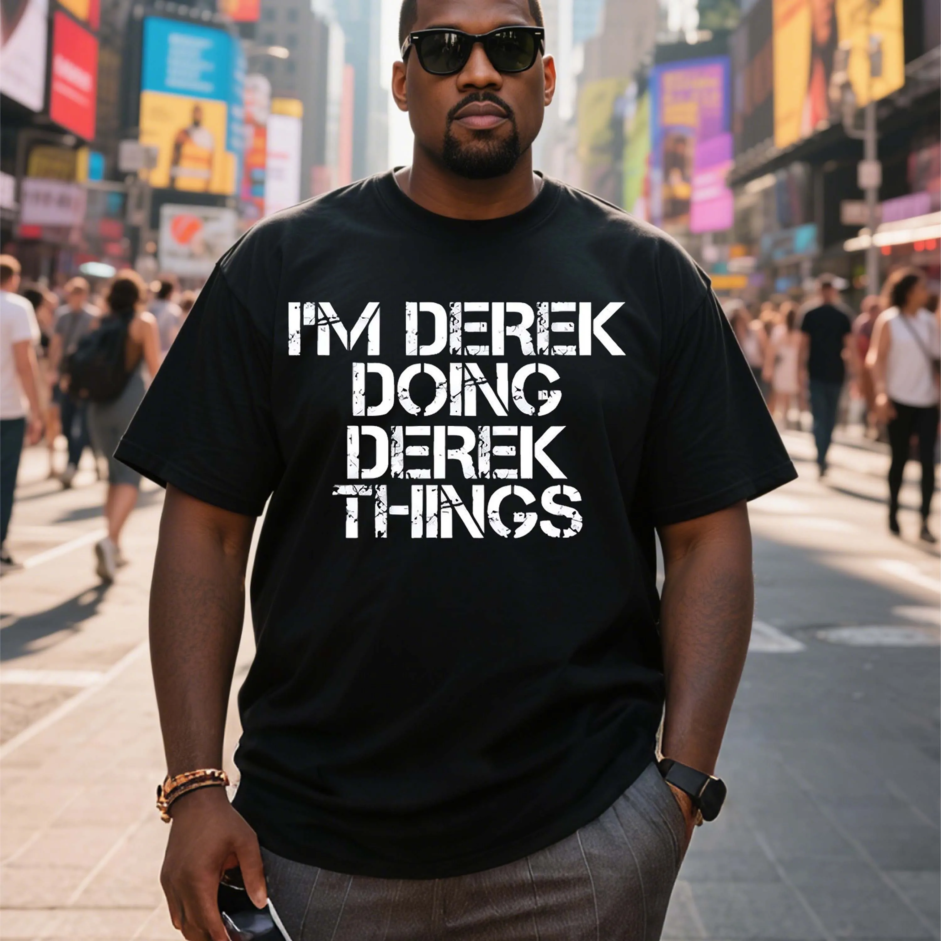 

Plus Size Men's T-Shirt, Black Pure Cotton Crew Neck, Suitable for Outdoor Wear in Spring and Summer, Casual and Comfortable