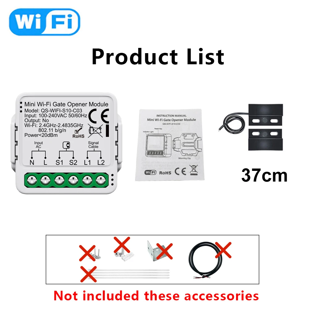 Tuya Mini WiFi Garage Door Opener Smart Life App Remote Voice Control Gate Door Switch module Works with Alice Alexa Google Home