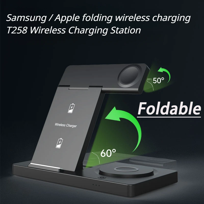 

5 in 1 Wireless Charger Stand for IPhone 15 14 13 12 Pro Max for Samsung Watch Airpods Pro Foldable Fast Charging Dock Station