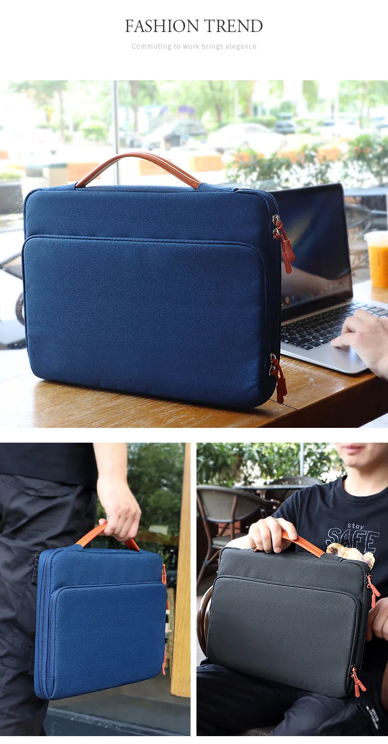 Laptop-Tragetasche 13,3-15,6 Zoll Wasserdichte Aktentasche Schulter-Handtasche für Notebook Tablet – Detail 17